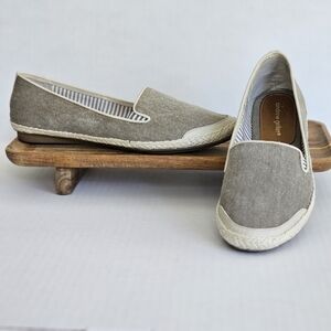 Andrew Geller Gordie Espadrille Flats Size 10 Slip On Tan Gray Textile Upper